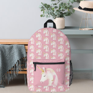 Sac À Dos Imprimé Licorne rose mignonne initiales fille