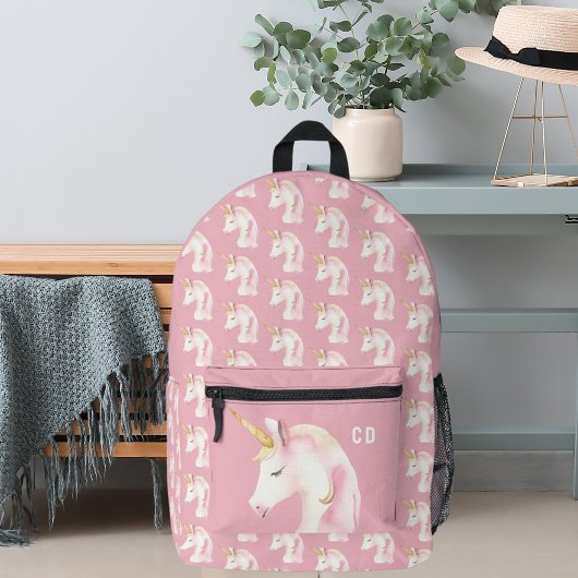 Sac À Dos Imprimé Licorne rose mignonne initiales fille