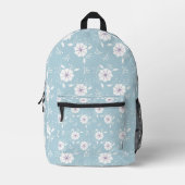 Sac À Dos Imprimé Light Blue Backpack with Classic Floral Print (Recto)