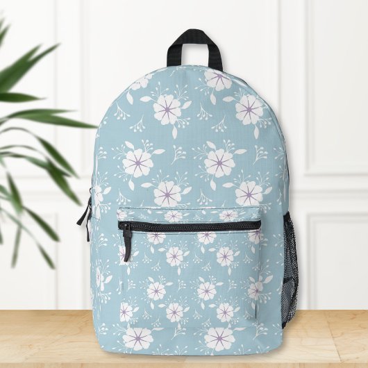 Sac À Dos Imprimé Light Blue Backpack with Classic Floral Print