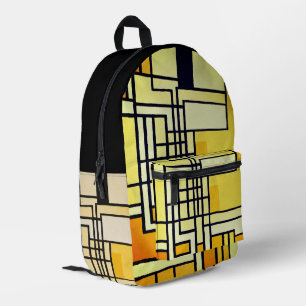 Sac À Dos Imprimé Ligne carré avec Motif jaune -