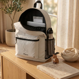 Sac À Dos Imprimé Ligne de Luxe Silencieux Dessin au Trait Renard Ki