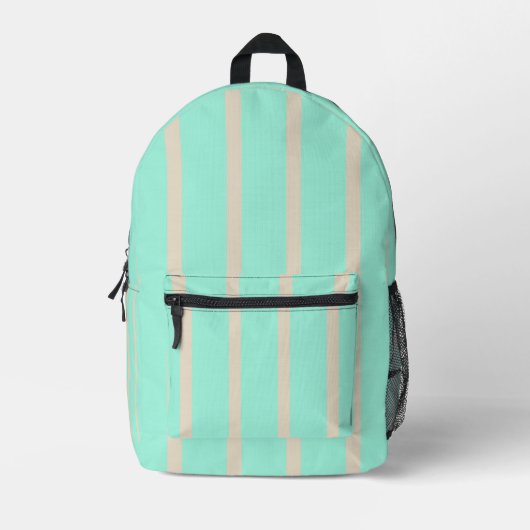 Sac À Dos Imprimé Lignes rayées bleu pastel clair et gris (Recto)