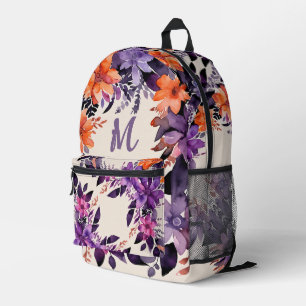 Sac À Dos Imprimé Lilium Monogramme Floral Foncé Rose Orange Violet