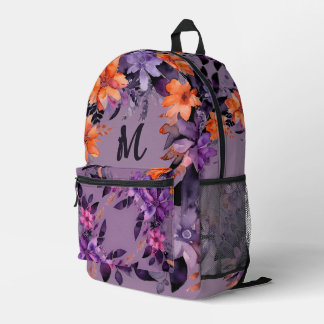 Sac À Dos Imprimé Lily Monogram Floral Violet Rose Orange Chaude Sor