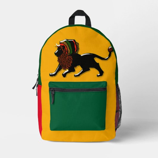 Sac À Dos Imprimé Lion noir Rasta (Recto)