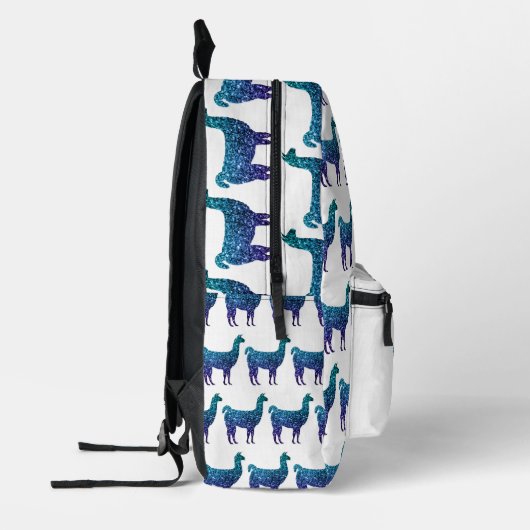 Sac À Dos Imprimé Llama aqua bleu ombre scintille blanc motif (Gauche)