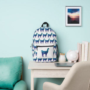 Sac À Dos Imprimé Llama aqua bleu ombre scintille blanc motif