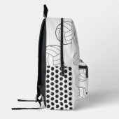 Sac À Dos Imprimé Logo de l'équipe noire blanche de volleyball (Gauche)