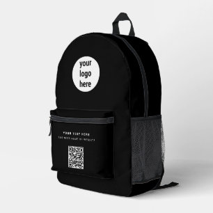 Sac À Dos Imprimé Logo d'entreprise de code QR Noir minimaliste affa