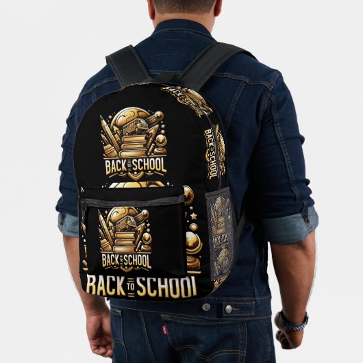 Sac À Dos Imprimé Logo doré design "Retour à l'école" (Insitu (Modèle))