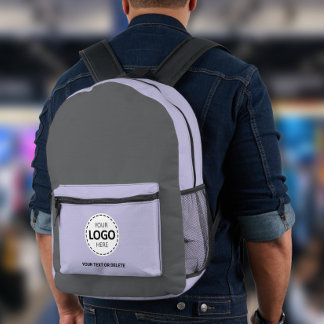 Sac À Dos Imprimé Logo & Téléchargement de Texte Gris/Lilas