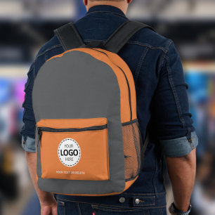 Sac À Dos Imprimé Logo & Téléchargement de Texte Gris/Orange