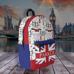 Sac À Dos Imprimé Londres Angleterre Queens Guard Motif anglais<br><div class="desc">Londres, Angleterre motif avec des éléments anglais tels que cabine téléphonique, bus à impériale, London Bridge, la grande roue de Londres. Drapeau Union Jack sur la poche avant. Veuillez noter que les couleurs ne sont pas des couleurs officielles, elles ont été modifiées pour être coordonnées avec les couleurs du motif....</div>