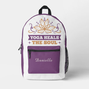 Sac À Dos Imprimé Lotus d'or et Personnaliser du devis "Yoga guérit 