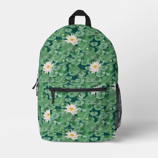 Sac À Dos Imprimé Lotus Lagoon Motif - Le Lotus Blanc (Recto)