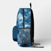 Sac À Dos Imprimé Loup hurlant abstrait bleu noir Monogramme (Droite)