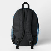 Sac À Dos Imprimé Loup hurlant abstrait bleu noir Monogramme (Verso)