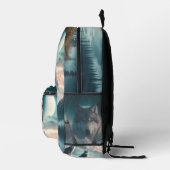 Sac À Dos Imprimé Loups gris à l'aube bleue (Droite)
