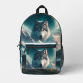 Sac À Dos Imprimé Loups gris à l'aube bleue (Recto)