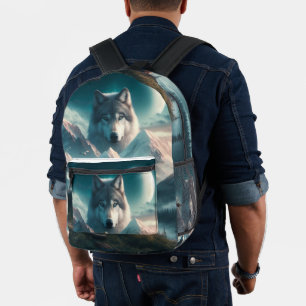 Sac À Dos Imprimé Loups gris à l'aube bleue