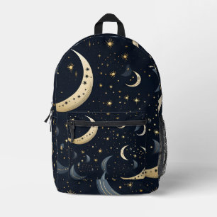 Sac À Dos Imprimé Lune de croissant en noir et or