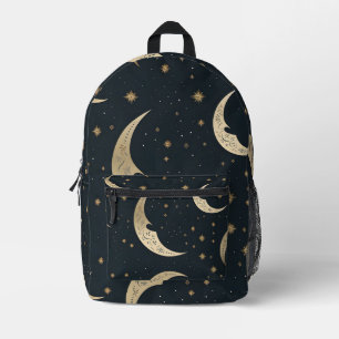 Sac À Dos Imprimé Lune de croissant en noir et or
