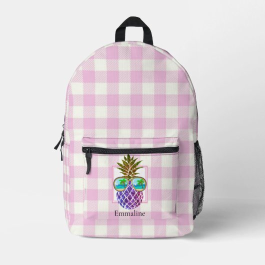 Sac À Dos Imprimé Lunettes de soleil en ananas blanc rose classique (Recto)