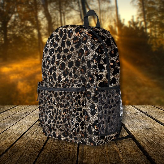 Sac À Dos Imprimé Luxury Glitter Brown Black Gold Leopard Pattern