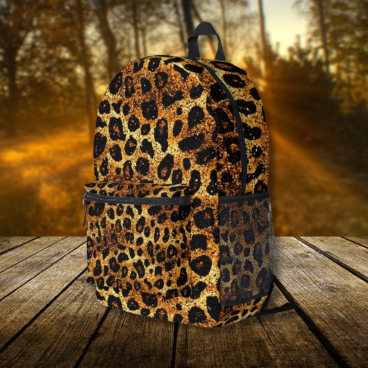 Sac À Dos Imprimé Luxury Glitter Gold Brown Rust Leopard Pattern