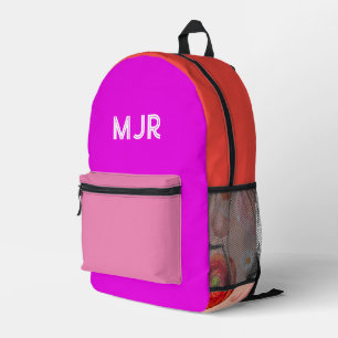 Sac À Dos Imprimé Magenta Rose Rouge Bloc de Couleur Monogramme Flor