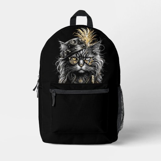 Sac À Dos Imprimé Magnifique chat Steampunk  (Recto)