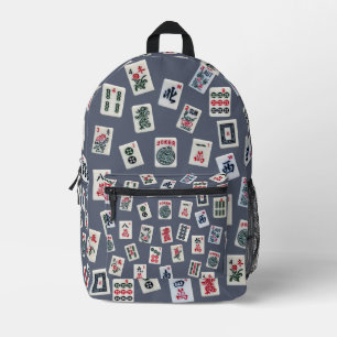 Sac À Dos Imprimé Mahjong symboles carreaux bleu foncé