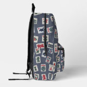 Sac À Dos Imprimé Mahjong symboles carreaux bleu foncé (Gauche)