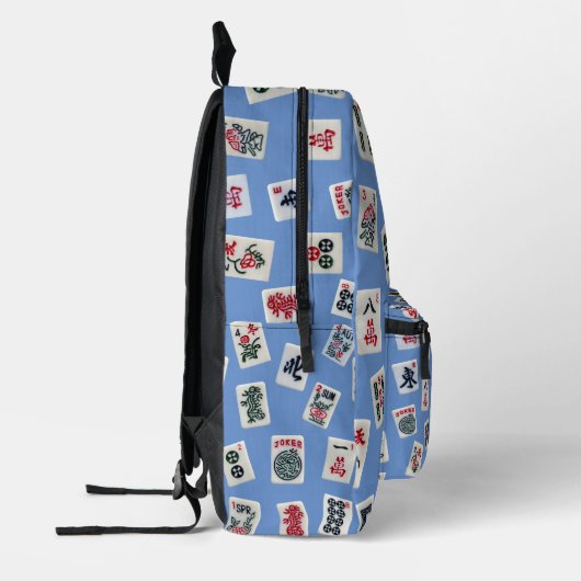 Sac À Dos Imprimé Mahjongg carreaux symboles design sur bleu (Gauche)