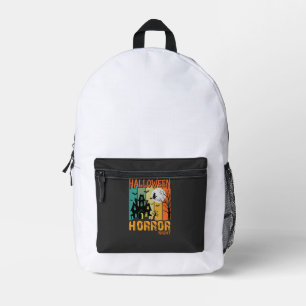 Sac À Dos Imprimé Maison Hantée de la Nuit d'Horreur d'Halloween Vec