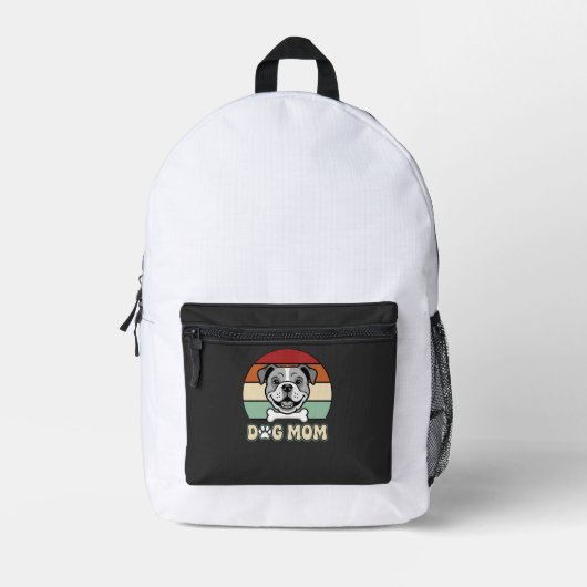 Sac À Dos Imprimé Maman Chien Rétro Bulldog Vector (Recto)