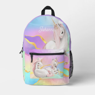 Sac À Dos Imprimé Maman et Baby Unicorns sur le nom de la coutume ar