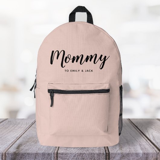Sac À Dos Imprimé Maman | Maman moderne Noms des enfants rose pâle