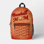 Sac À Dos Imprimé Maman mignonne de baseball personnalisée (Recto)