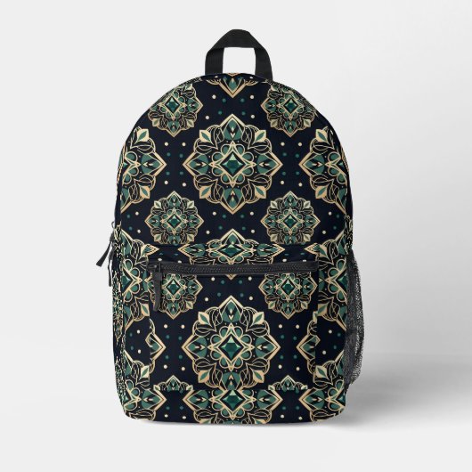Sac À Dos Imprimé Mandala émeraude dorée (Recto)