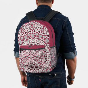 Sac À Dos Imprimé Mandala est bordeaux-gris