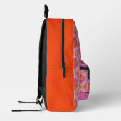 Sac À Dos Imprimé Mandala orange et rose avec Coeurs et Nom (Gauche)