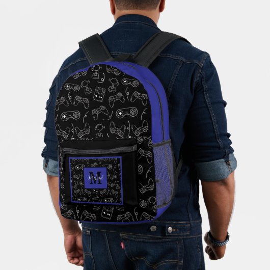 Sac À Dos Imprimé Manette de jeu vidéo moderne Monogramme Nom de jou (Insitu (Modèle))