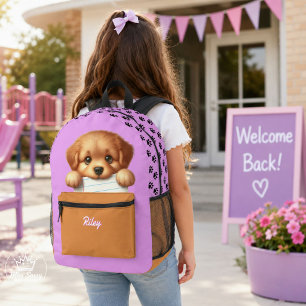 Sac À Dos Imprimé Mangeur De Devoirs Chien Rose