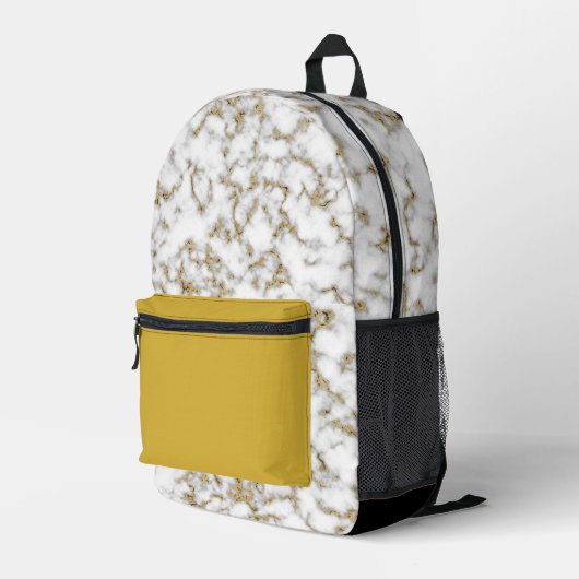 Sac À Dos Imprimé Marbre blanc doré moderne (Coin arrière droit)
