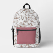 Sac À Dos Imprimé Marbre blanc noir Rose moderne (Recto)