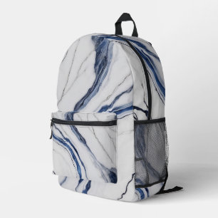 Sac À Dos Imprimé Marbre minimaliste blanc gris bleu moderne