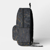 Sac À Dos Imprimé Marbre noir de luxe avec Monogramme or Accent (Droite)