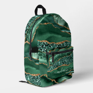 Sac À Dos Imprimé Marbre Parties scintillant Or Vert Nom personnalis